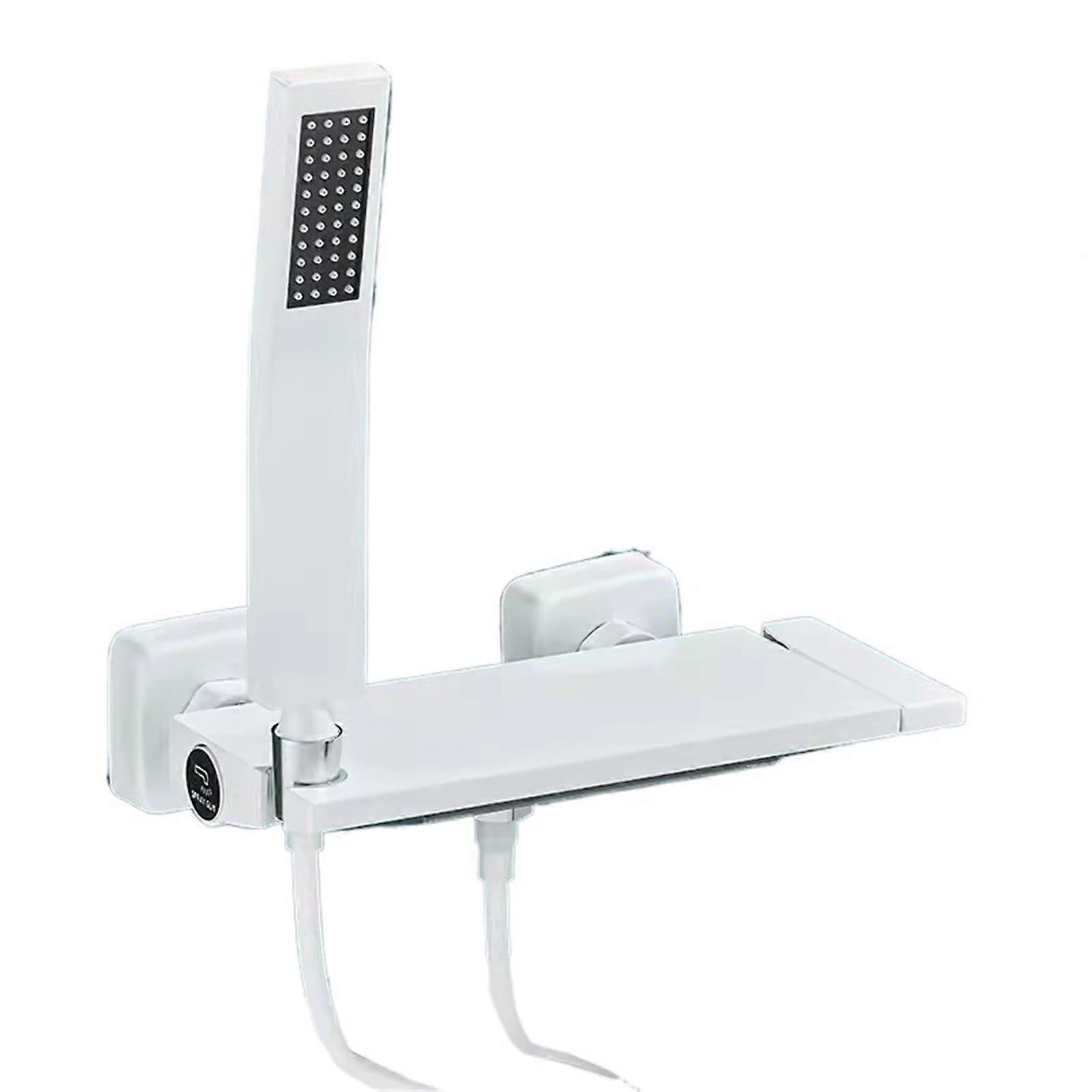 Wall Mounted Brass Waterfall Bath and Shower Faucet Set with Mixer, Black and White Set A