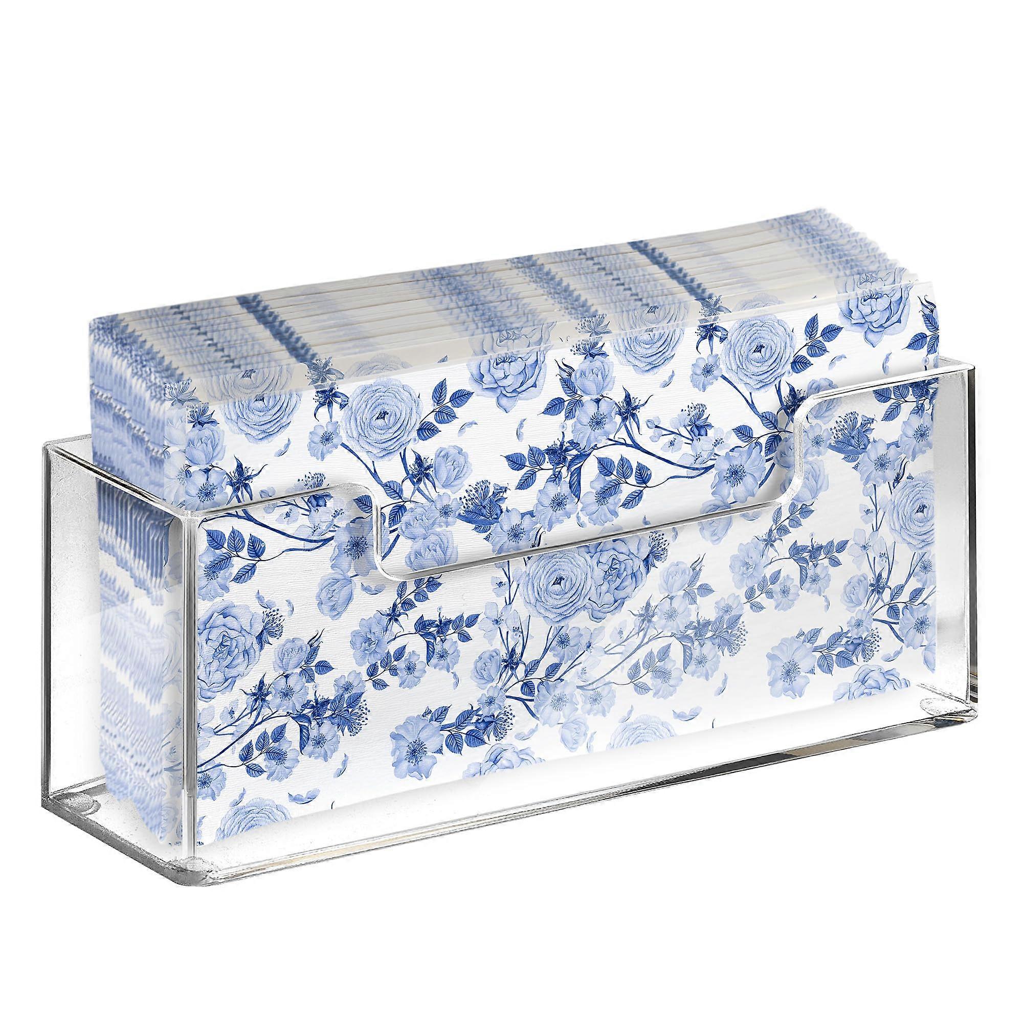 Clear Acrylic Guest Towel Holder for Bathroom Countertop, Vertical Paper Towel Organizer Keeps Towels Dry