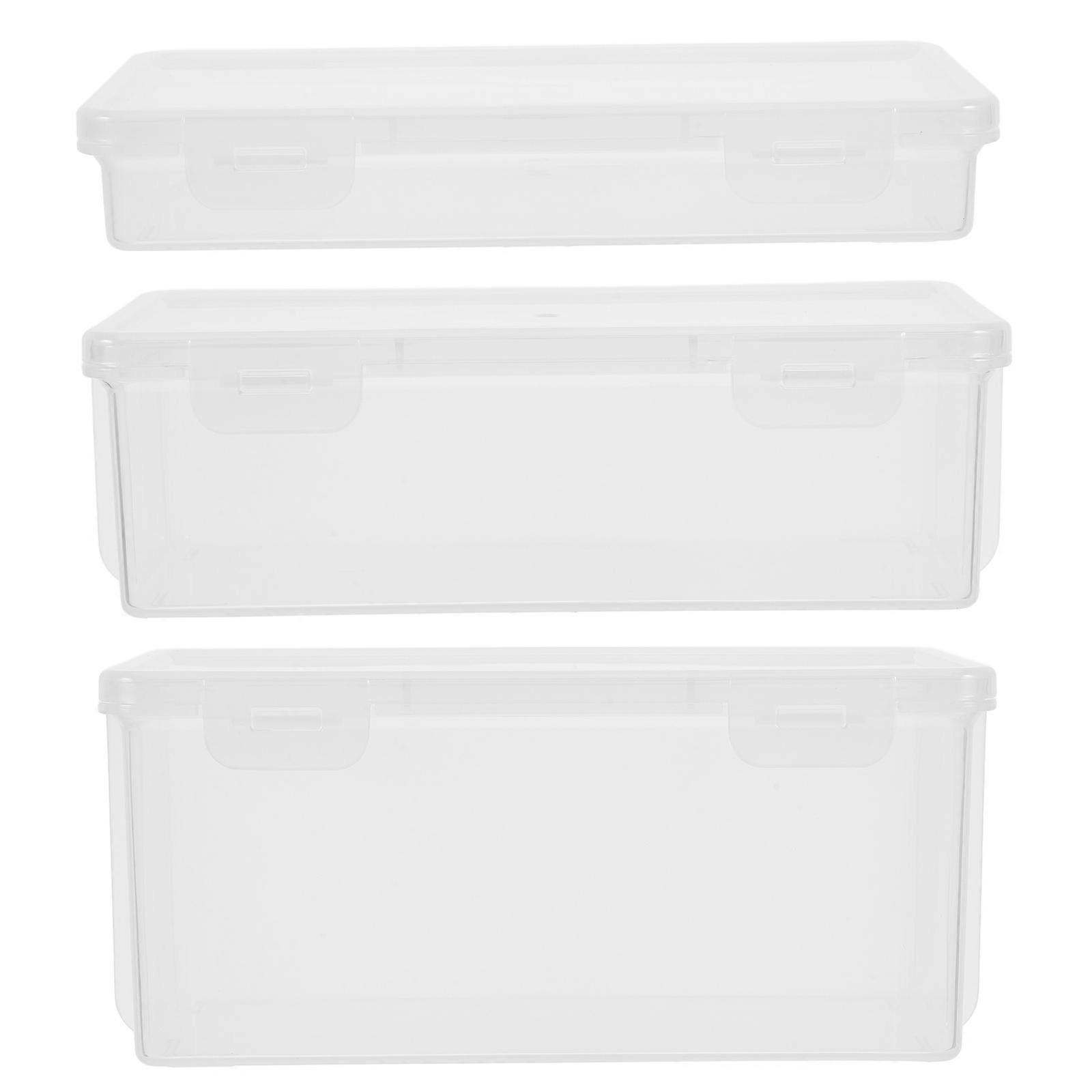 3Pcs Transparent Storage Box for Storage Durable Plastic Pencil Case with