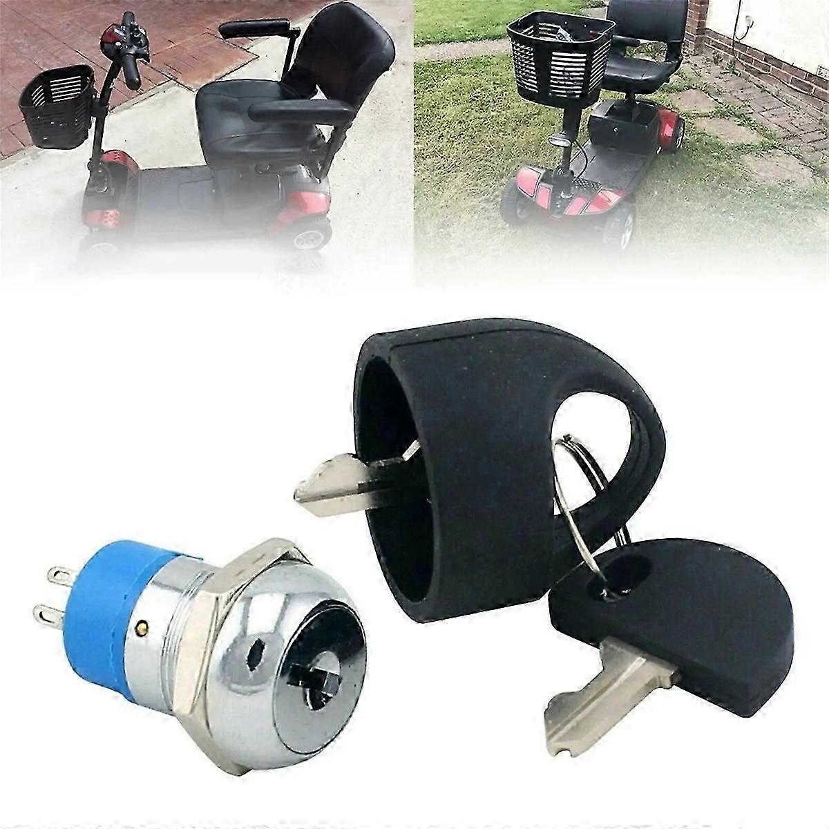 Ignition Switch Lock with Keys Mobility Scooter Spare Start on/Off Ignition Switch for Motorcycle E