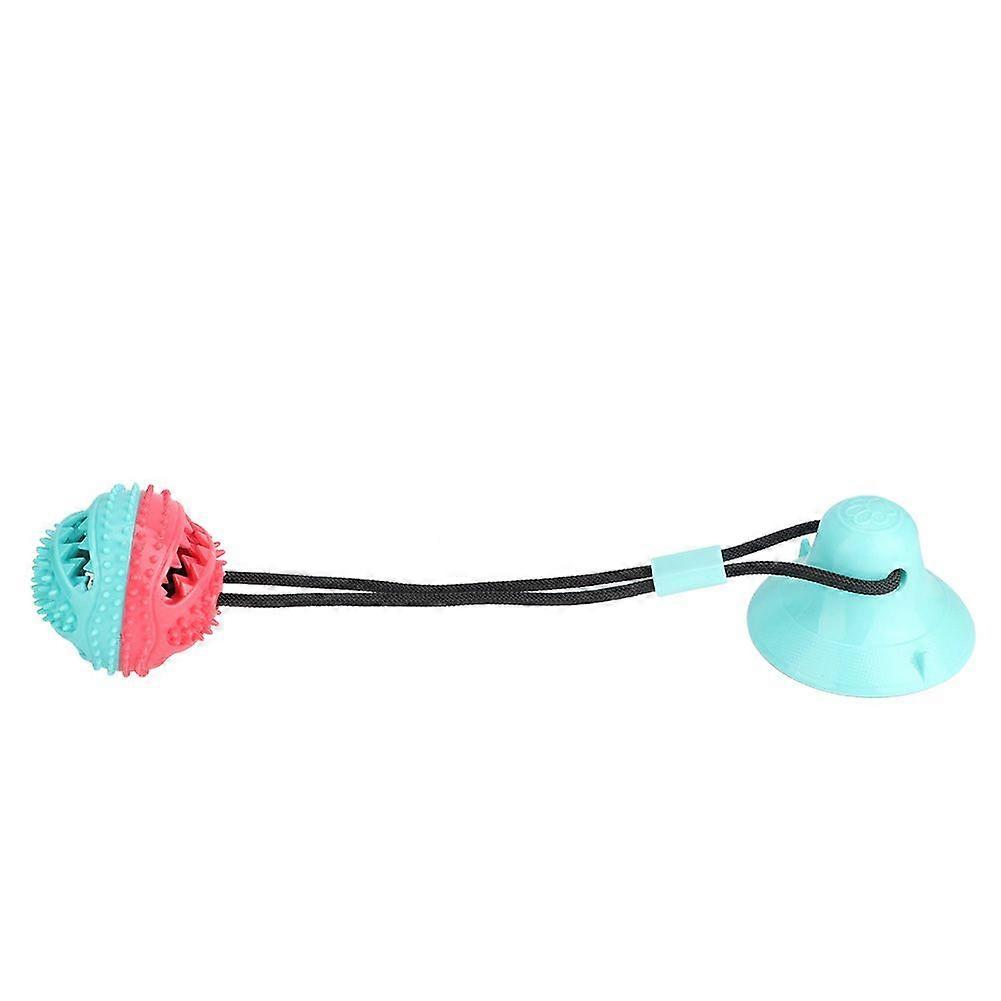 Soft rubber chew toy for cleaning molars with suction cup for dogs, bell-shaped with spherical head.