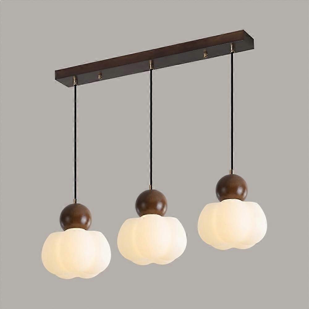 Modern Wooden Pendant Light with Adjustable Color Temperature for Kitchen Island Dining Room Walnut