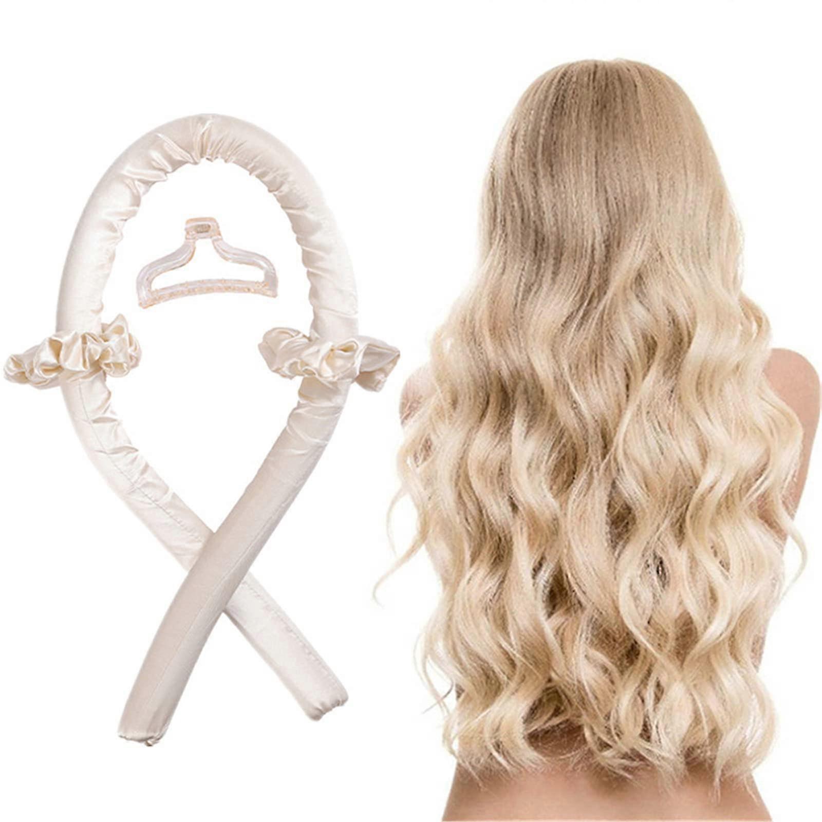 Silk Heatless Hair Curler Set with Clips and Scrunchie for Overnight Frizz Smooth Curls