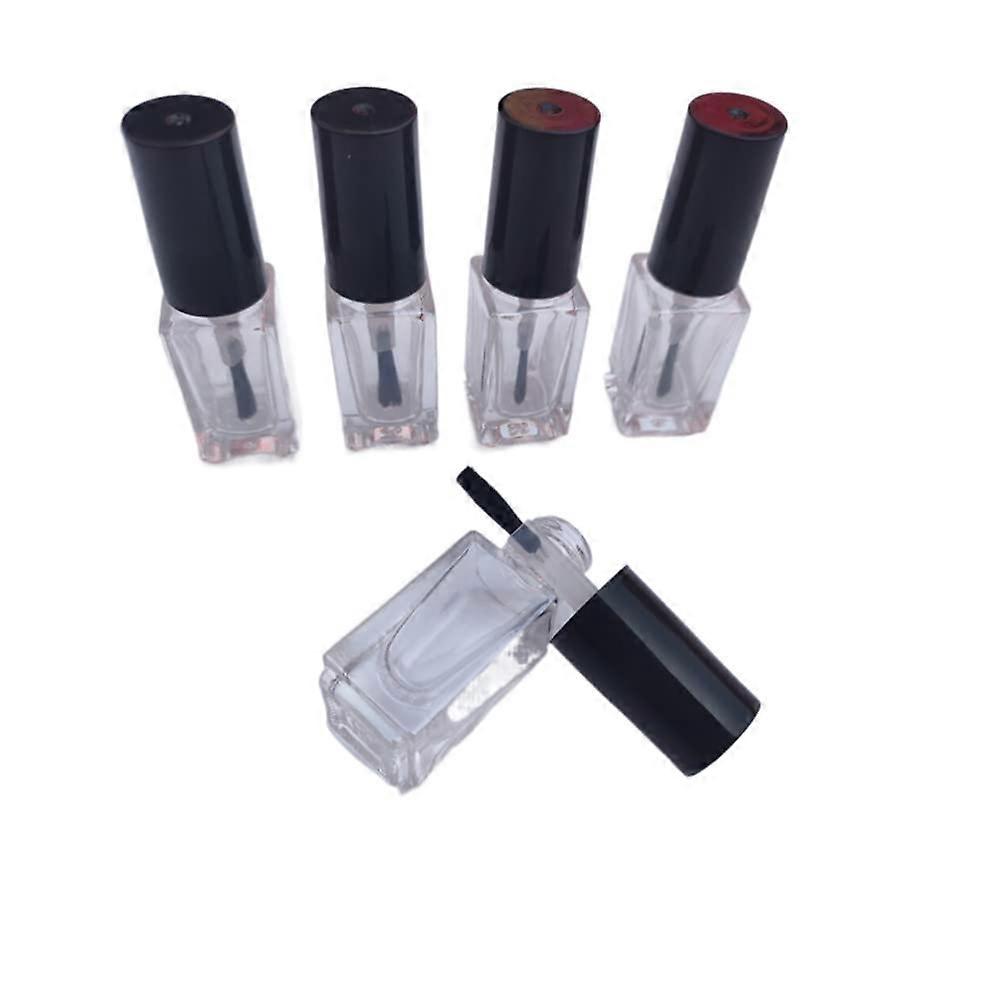 5ml Empty Nail Polish Bottles with Brush, Clear Glass Refillable Containers for DIY Custom Colors, LeakProof Cap, 5 Pack