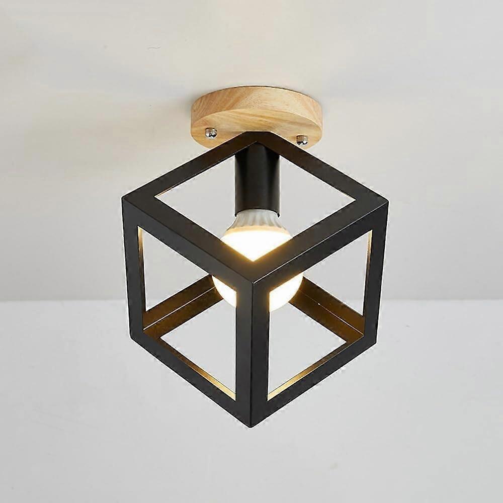 Nordic Wooden Flush Mount Ceiling Light with Modern Minimalist Design for Hallway and Entryway