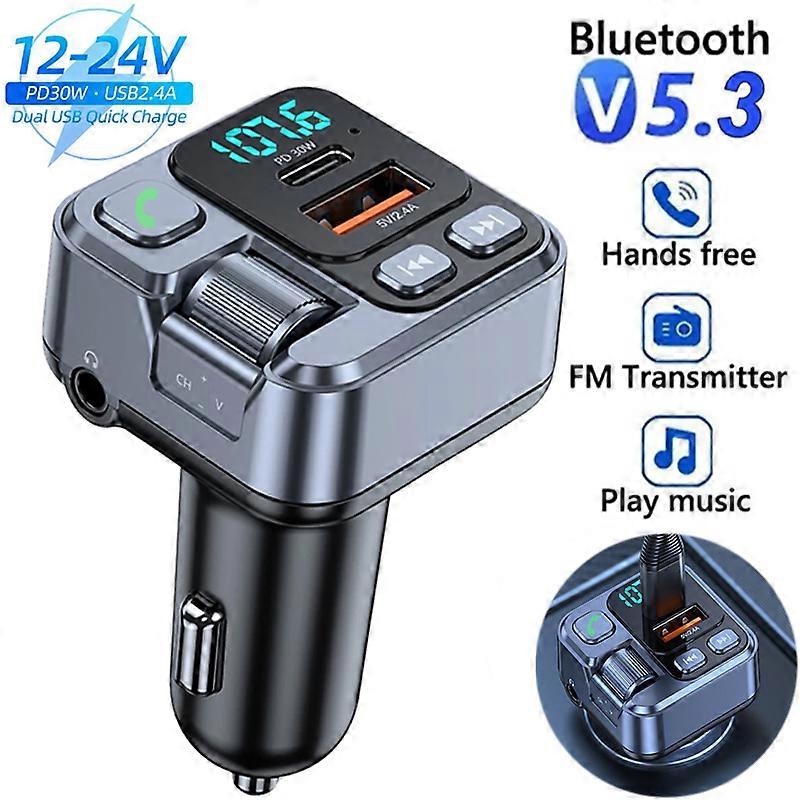 Car Bluetooth Receiver comb U Disk Read Pd20W Fast Charging Digital Display Car Mobile Phone Adapter Fm Transmiter for Cellphones