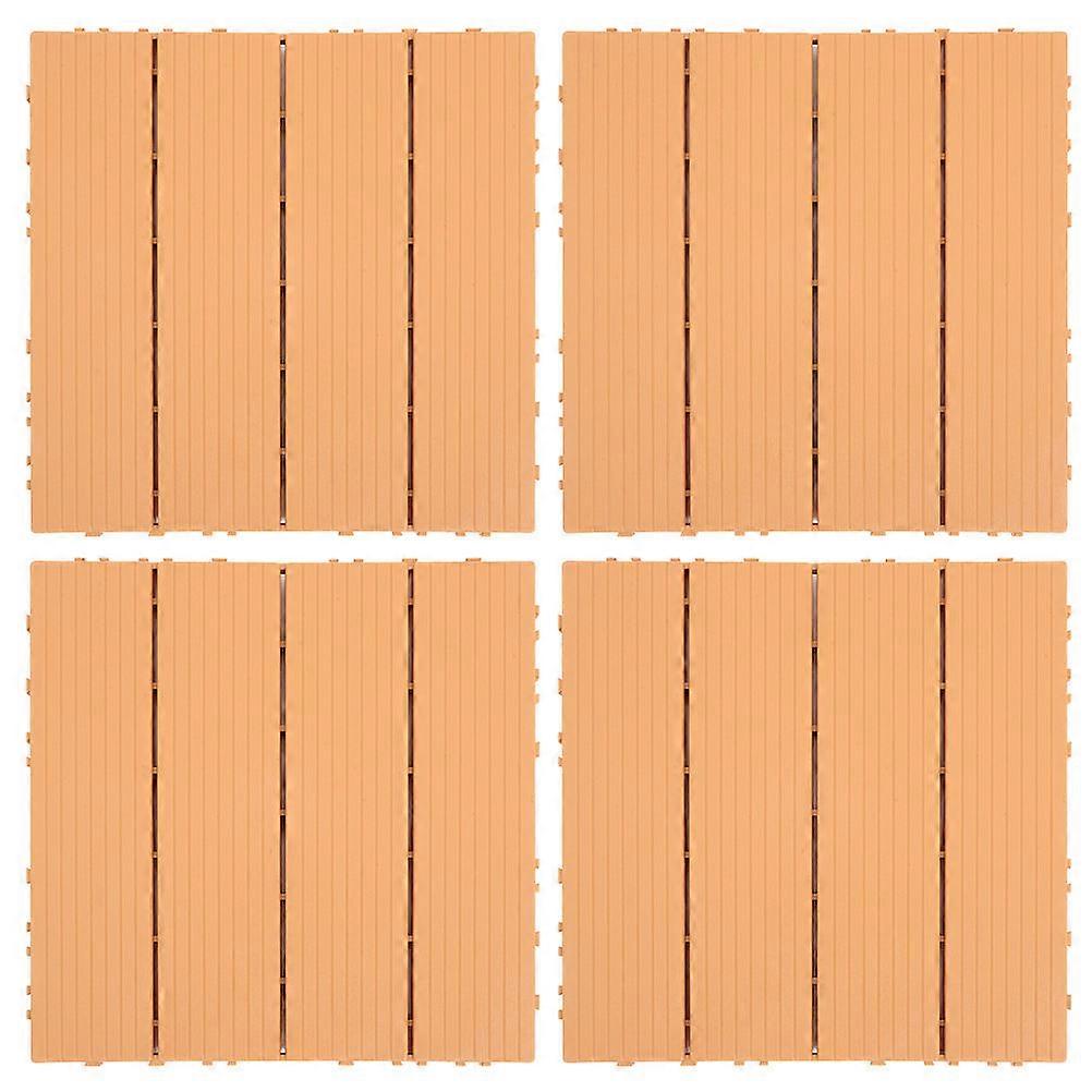 Outdoor Interlocking Deck Tile Plastic Flooring for Home Use 4Pcs Brown