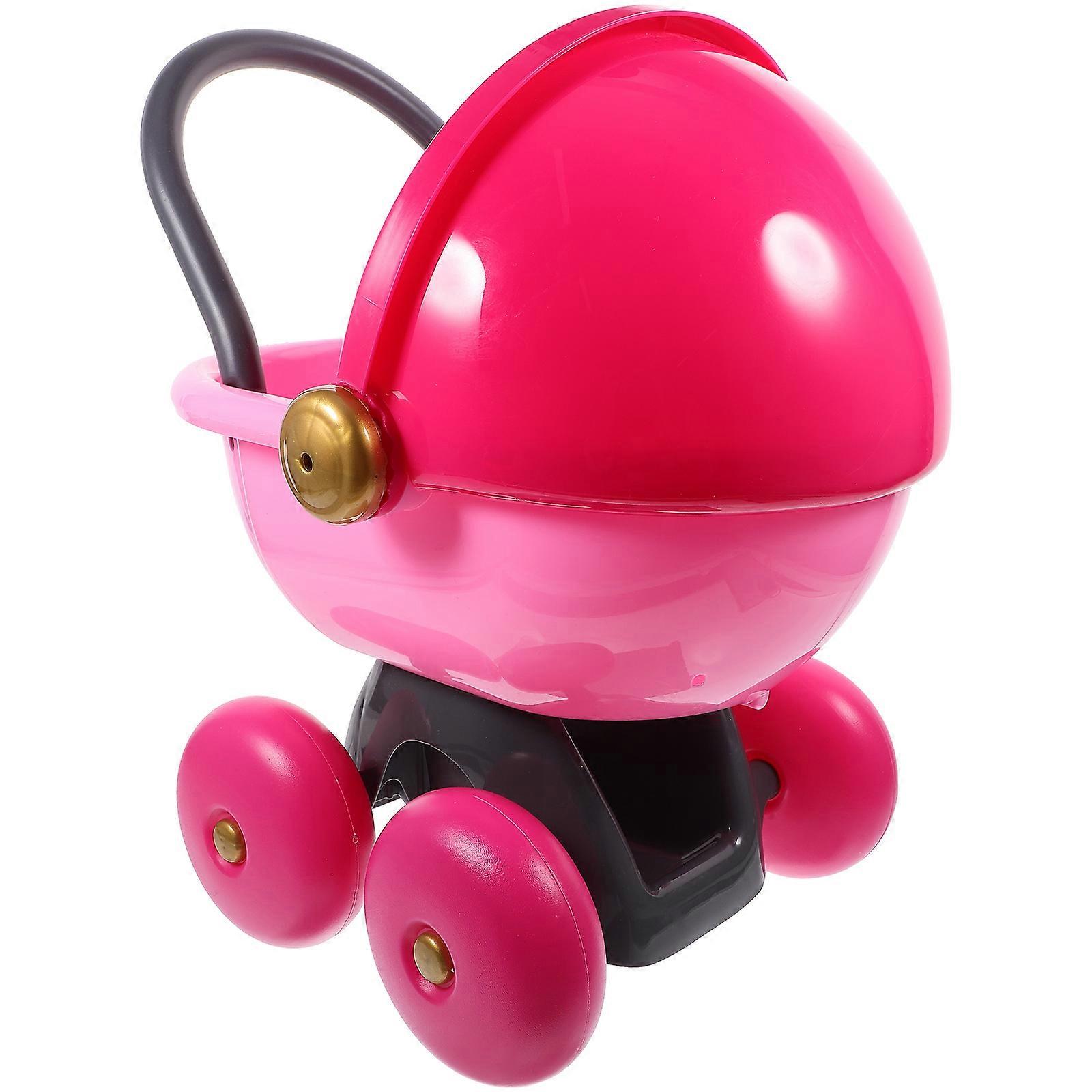 Hand Push Toy Play Stroller Model for Decor Rosy ABS