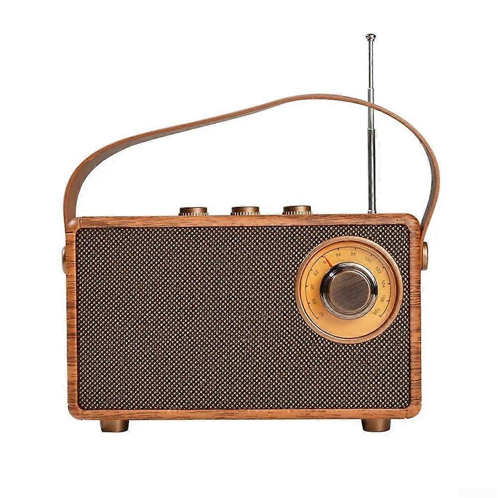 Retro Bluetooth Speaker with FM Radio, Vintage Square Design, Bluetooth 5.0, HiFi Stereo Sound