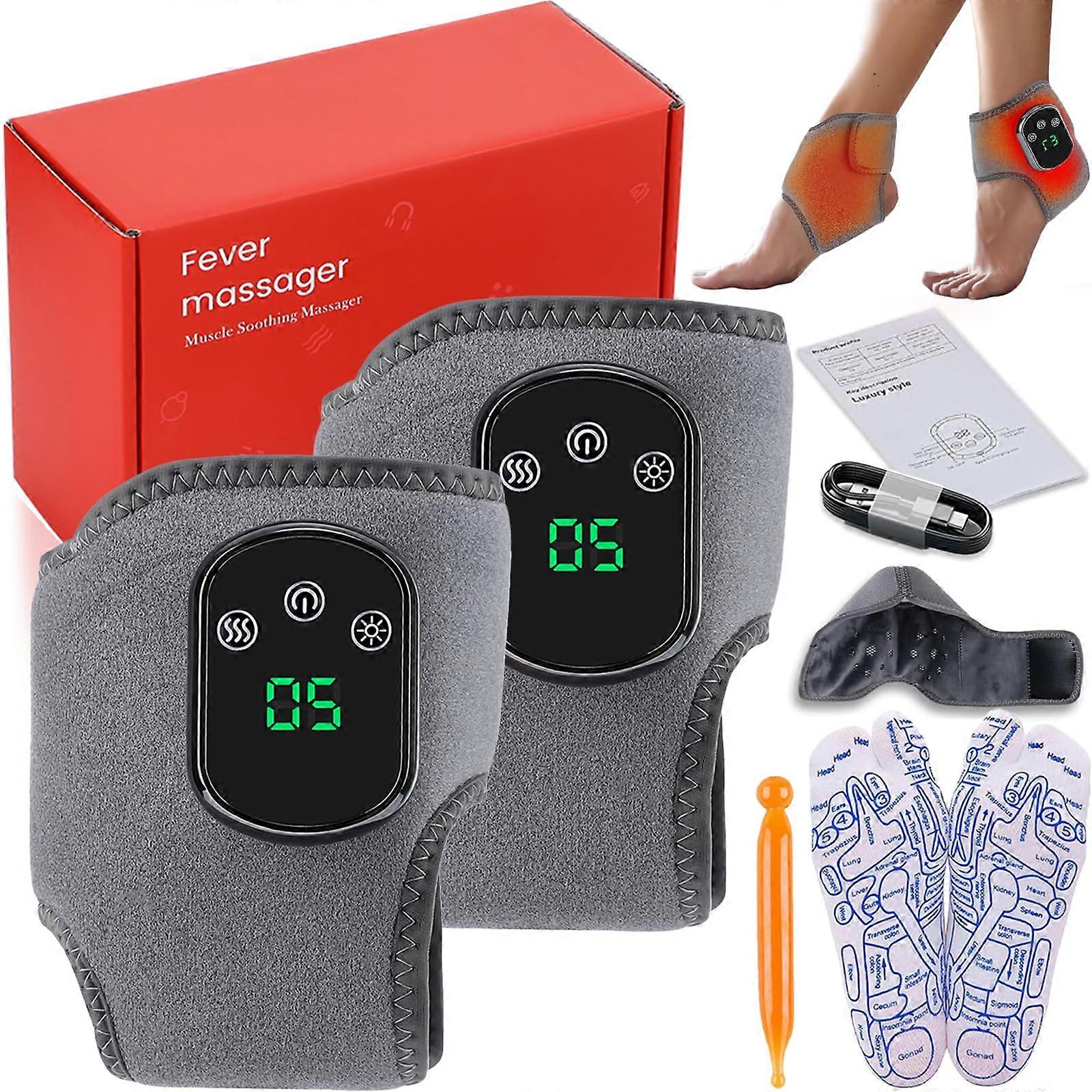 Wireless Heated Foot Massager with Triple Action, 3 Modes, 5 Heat Levels, Auto Shutoff, 2Pcs