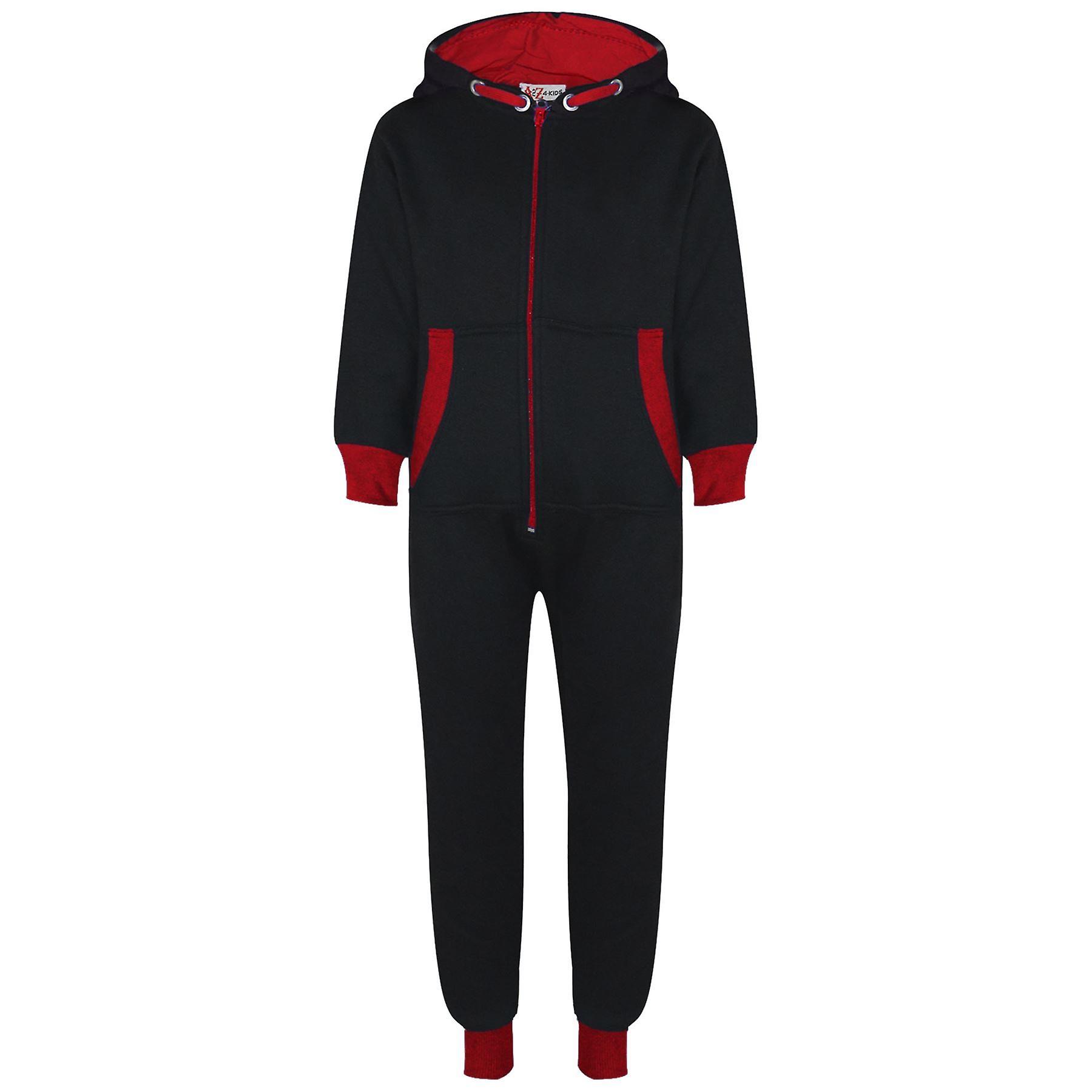 Kids Unisex Contrast Trim Red Loungewear Onesie