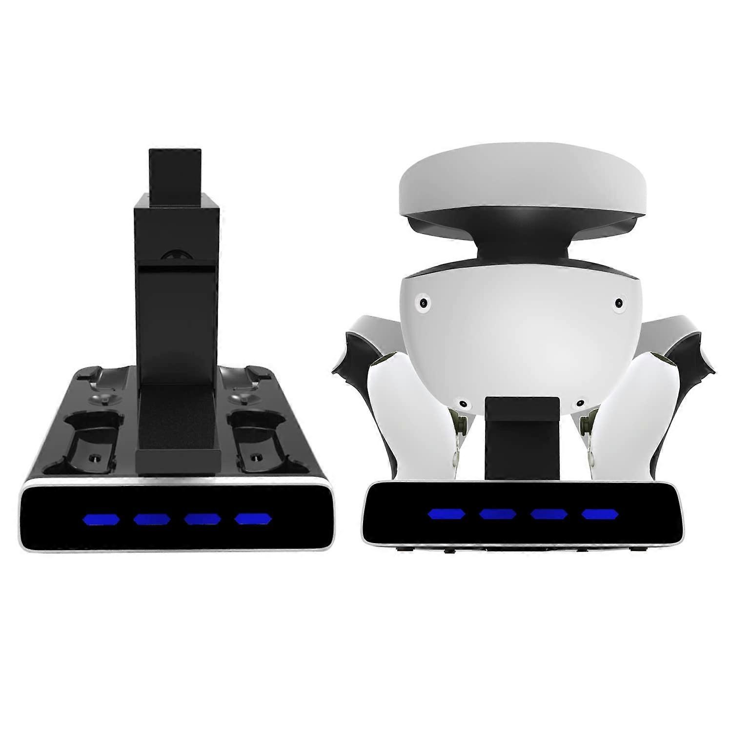 Controller Charging Station with Headset Stand, Game Storage, Fast Charging, Black for PSVR2 and PS5
