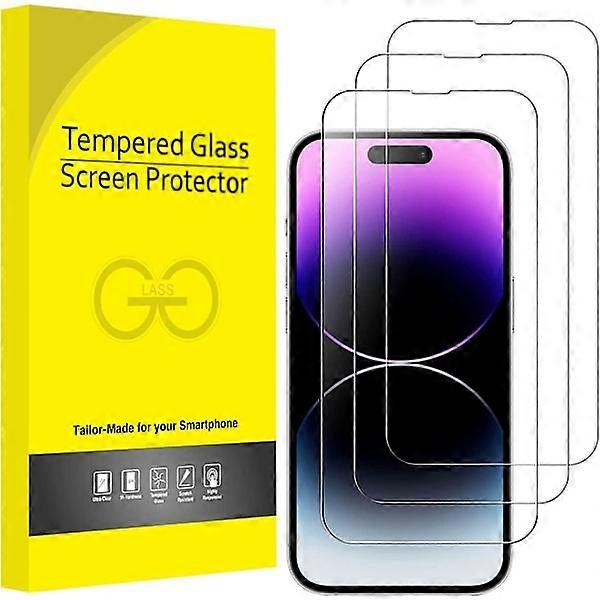 3X Tempered Glass Screen Protector compatible with iPhone 15 Plus Transparent