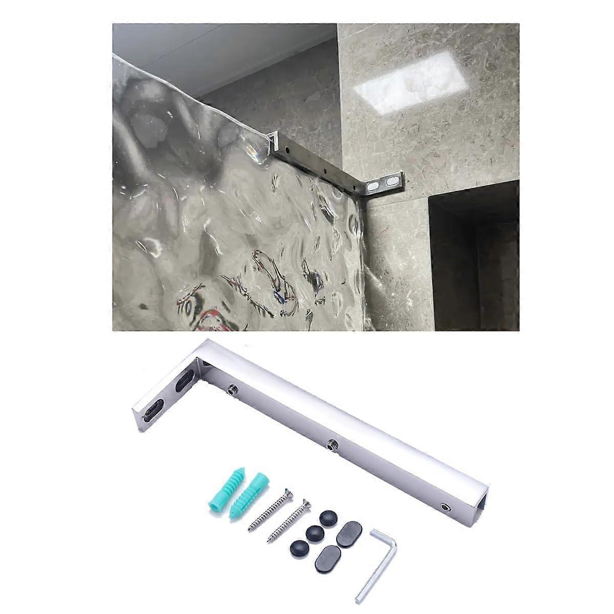 Shower Glass Support Bar NoDrill Glass to Wall L Shape Stabilizer Bracket Silver Left