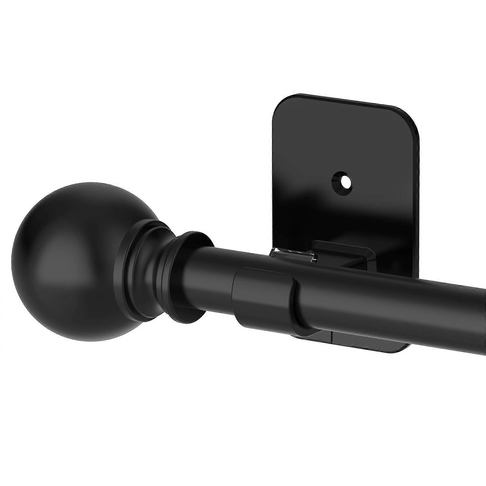 No Drill Adjustable Curtain Rod Black 4890 Inch with Adhesive Easy Install for Windows