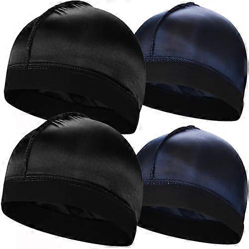 4pcs Satin Wave Cap and Durag Set for Men, Elastic Fit, Strong Compression for 360 Waves