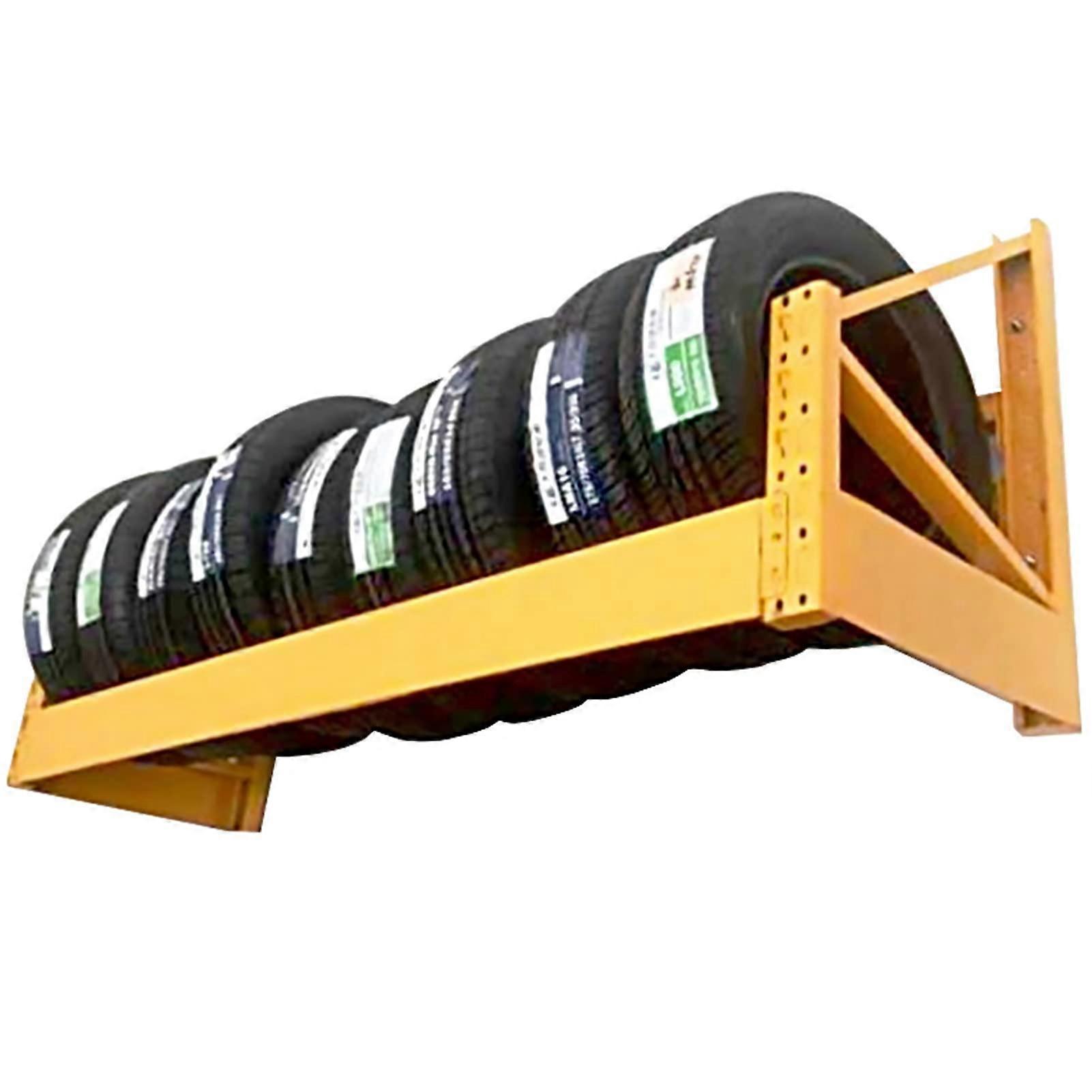 Heavy Duty Wall Mounted Tire Storage Rack for Garage, 150cm RustResistant Adjustable Holder, Yellow