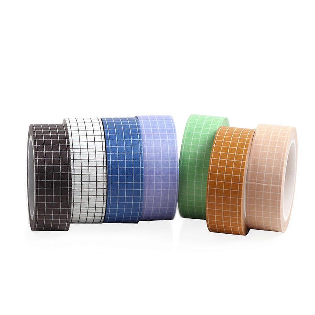 Masking Tapes Washi Tapes Grid Pattern Decorative Diy Activities Students 7Pcs