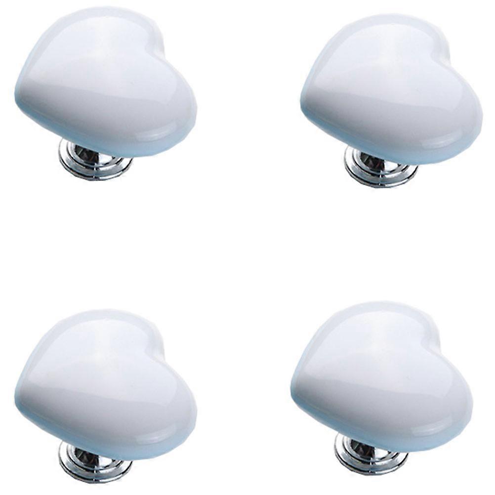 Ceramic Cabinet Knobs Heart Shape Durable Pull Handle For Chest Bookcase 4Pcs