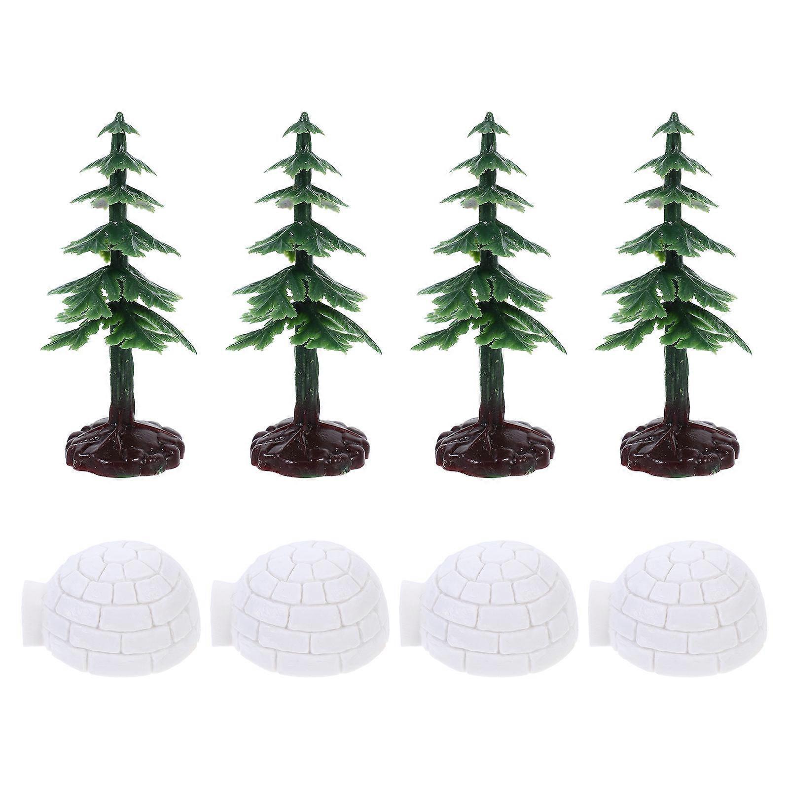 Mini Ice House Model Decorative Simulation Tree Figurine 1Set