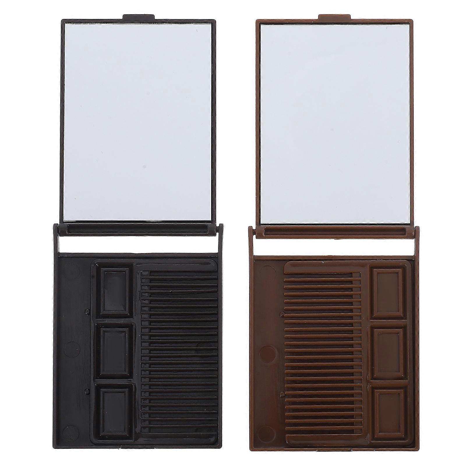 Mini Makeup Mirror Chocolate Compact Cosmetic Mirror with Comb 2Pcs