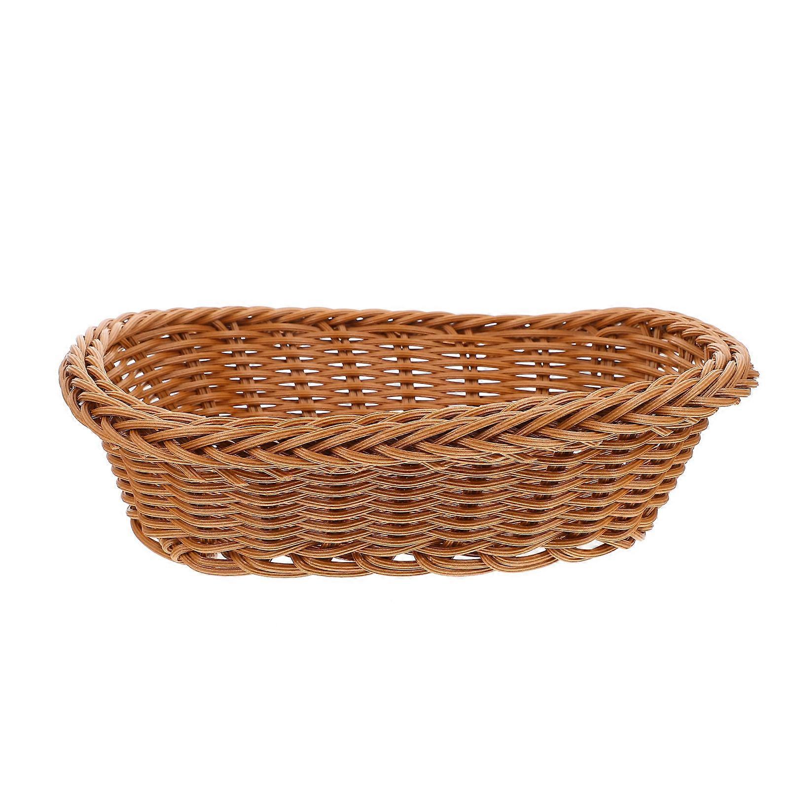 Imitation Rattan Woven Basket for Bread and Fruit Holding 2Pcs Pack