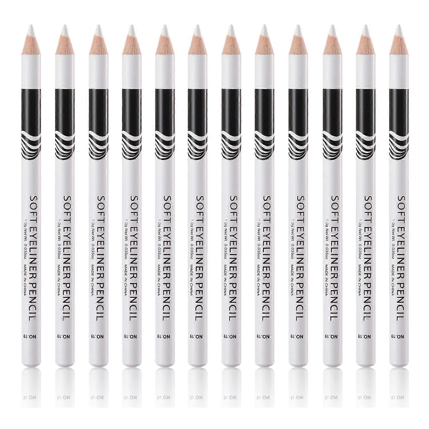 12 Pack White Eyebrow and Eyeliner Pencils LongLasting Color Smooth Precise MultiUse Makeup