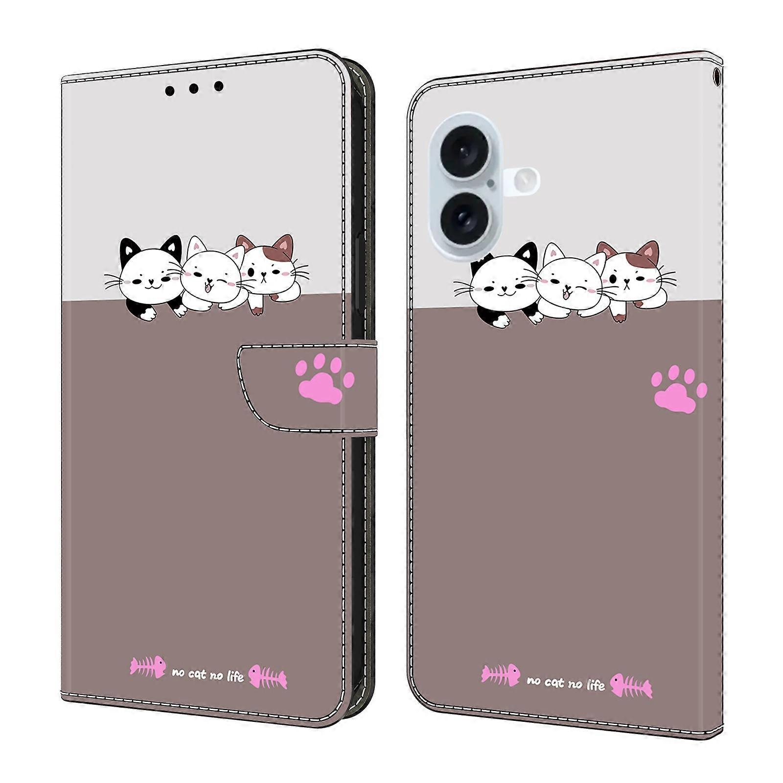 For iPhone 17 Case Foldable Stand Wallet Pattern Printing PU Leather Flip Phone Cover