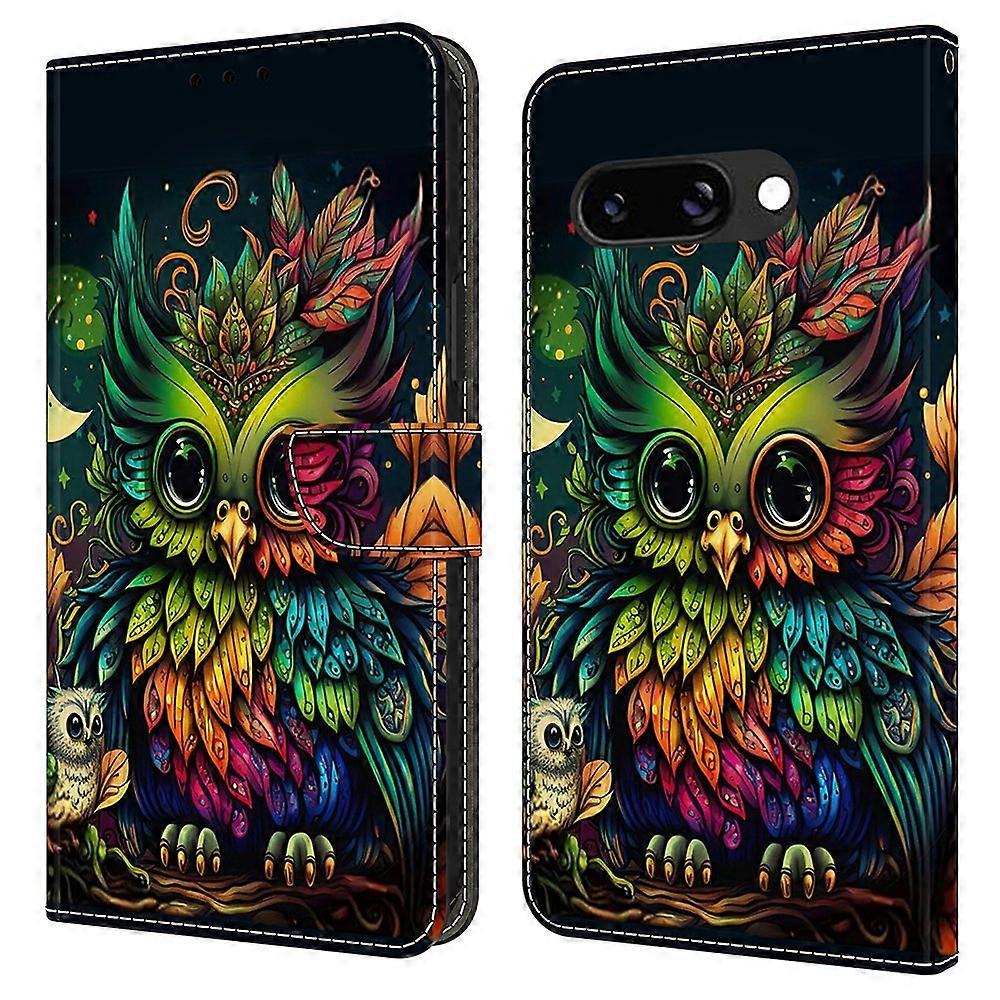 For Google Pixel 9a Case Pattern Printed Protective Cover TPU+PU Leather Flip Phone Case