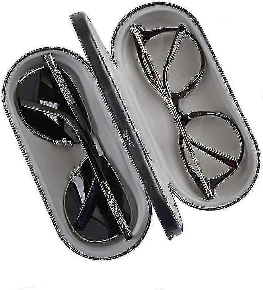 Eyeglass case for dual glasses with secure hard shell