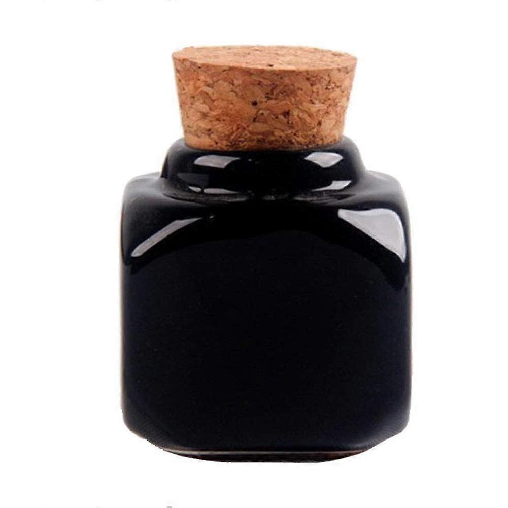 Rectangle Ceramic Acrylic Nail Dappen Dish Cup with Cork Stopper, SpillResistant Mixing Container, Black