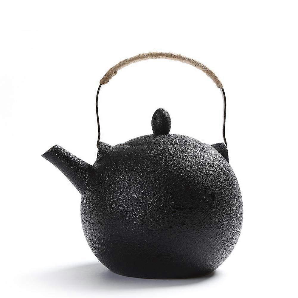 Black Ceramic Teapot with Large Loose Leaf Tea Infuser,  Temperature Resistant, Spill