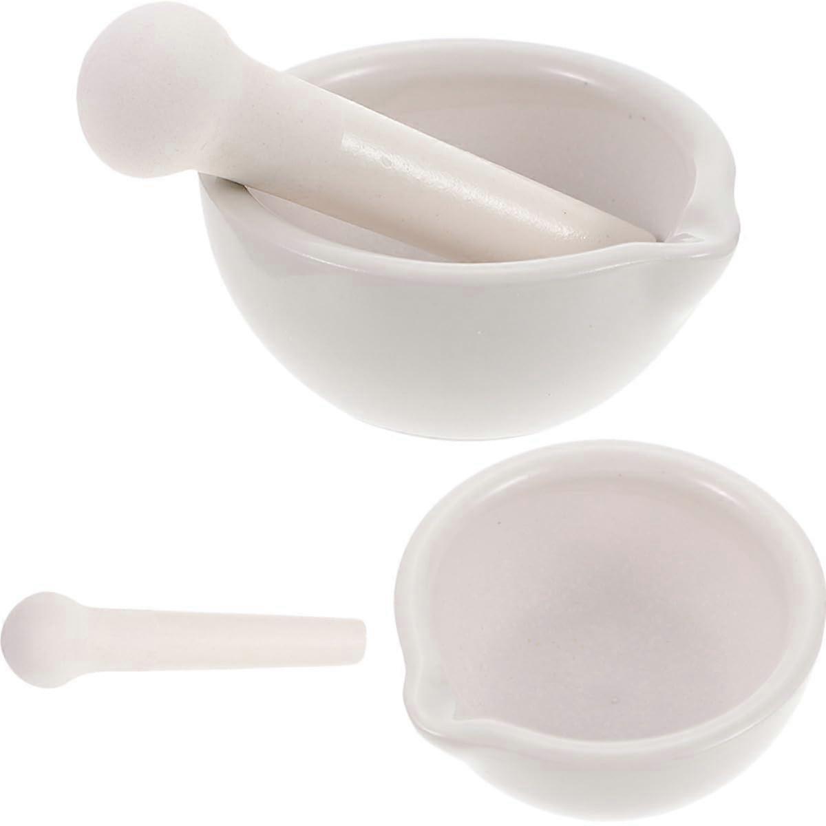 2 Sets Ceramic Mortar and Pestle for Kitchen and Pharmacy, Ergonomic Grip, Easy Clean Surface