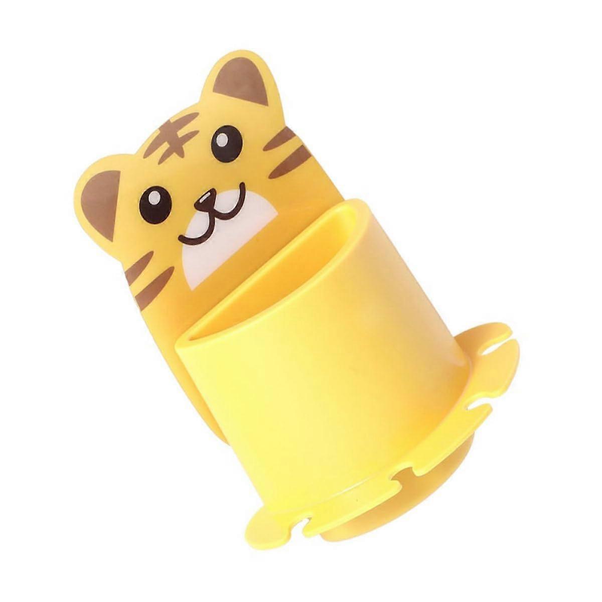 Toothbrush Holder Wall Mounted SelfAdhesive Bathroom Organizer SpaceSaving Yellow Storage Rack