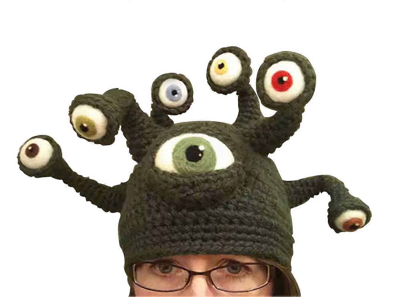 Knitted Wool Winter Hat with Ear Coverage Halloween Octopus Crochet Beanie Costume