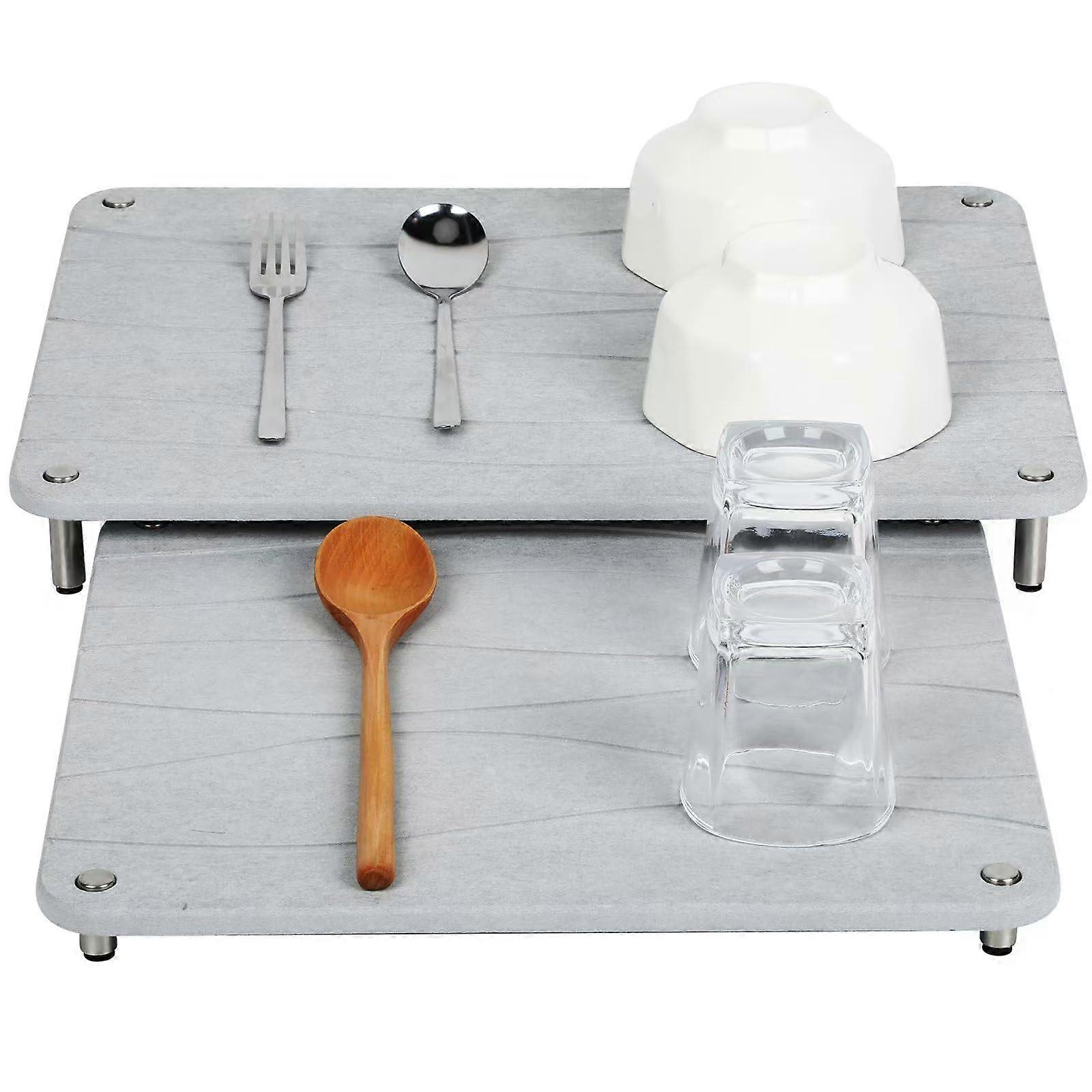 Stone Dish Drying Mat Set, Super Absorbent Diatomaceous Earth, Nesting Design for Kitchen Counter