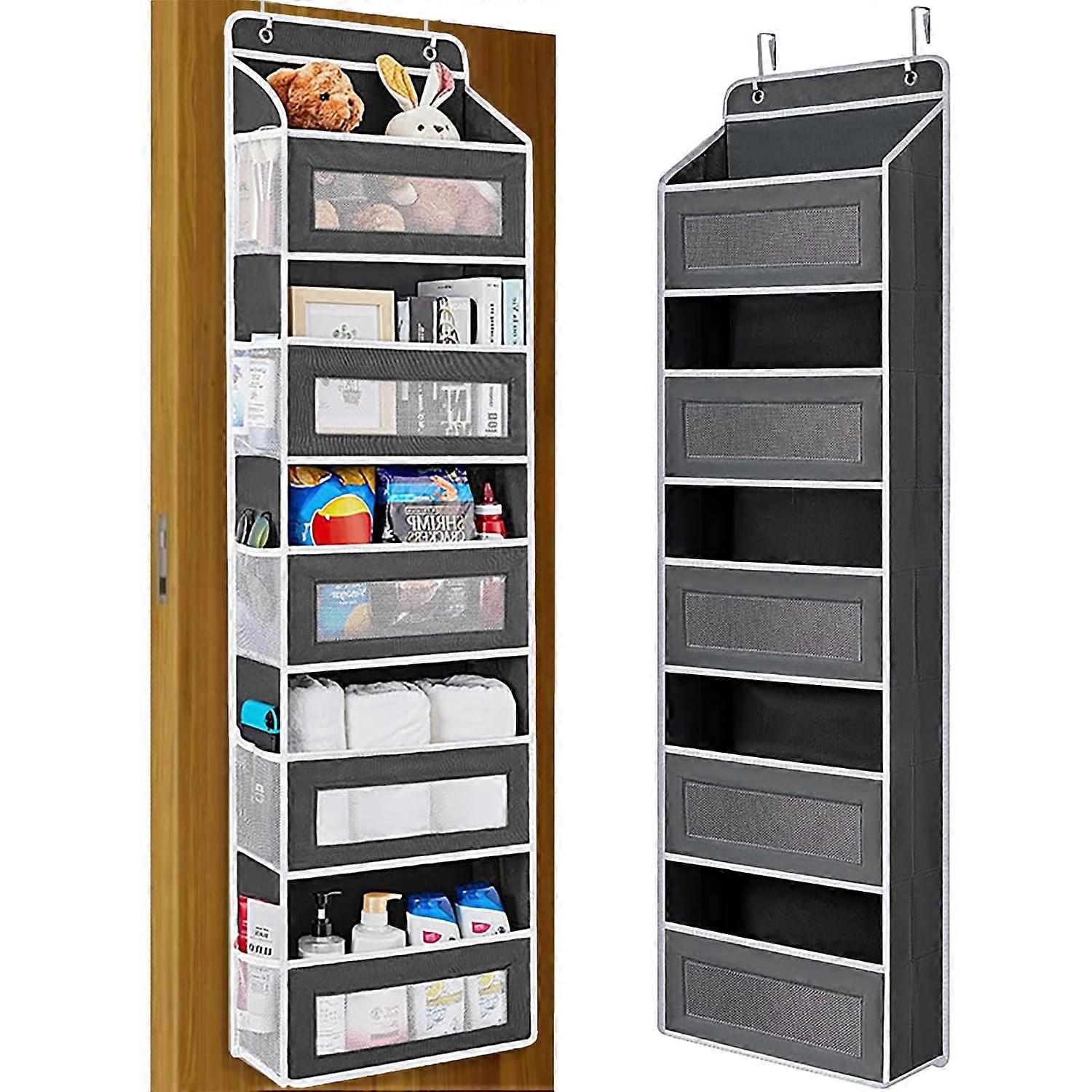 Extra Large Over the Door Organizer with Pockets, Clear Windows, MultiRoom Hanging Storage Black