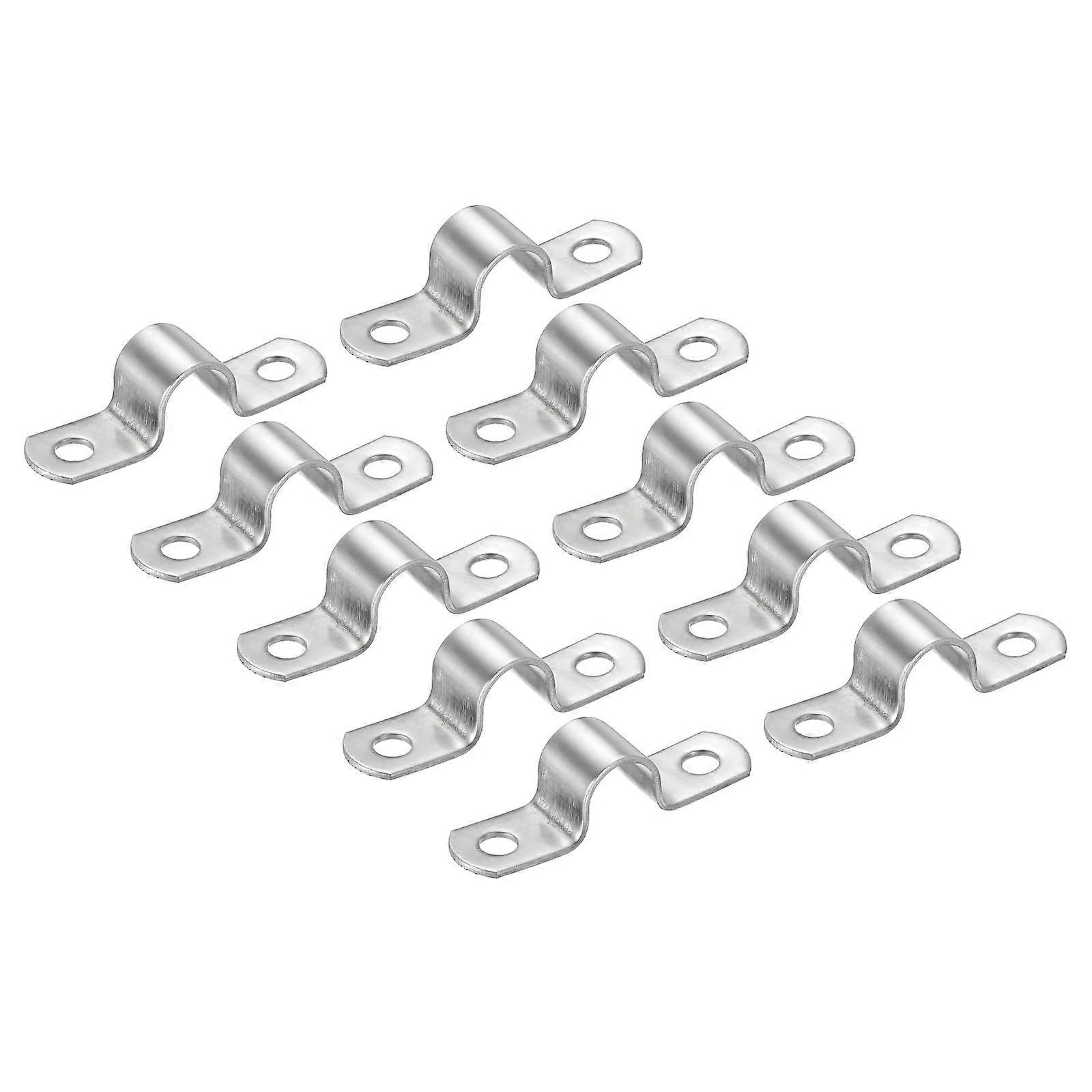 20 Pcs 12mm 304 Stainless Steel Two Hole Pipe Strap Clamp UShape Holder for Secure Pipe Fixing