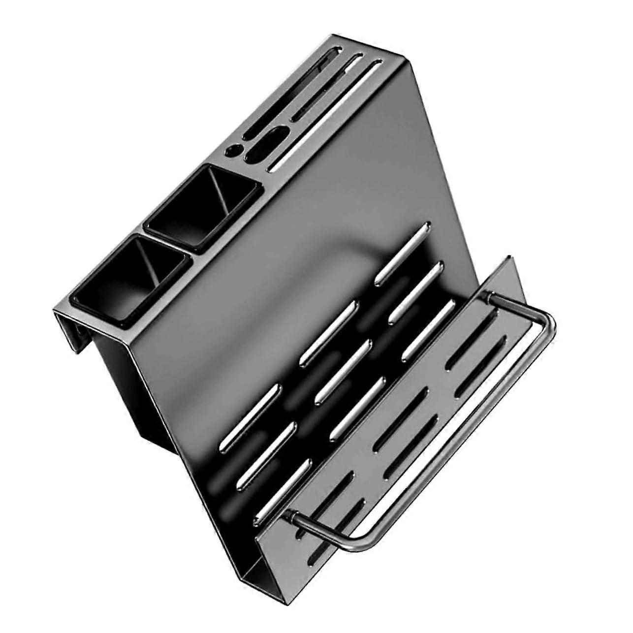 Wall Mounted Kitchen Utensil Holder with Drainage, SpaceSaving Cutlery Organizer Rack, Gray