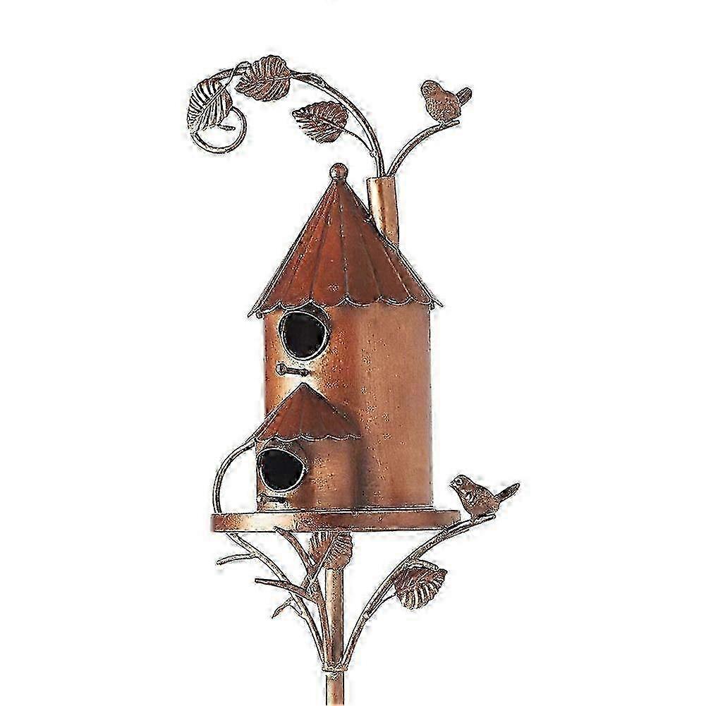 Tuin Vogelhuis Met Paal Metalen Vogelvoeders Tuin Staken Vogelhuisjes Voor Binnenplaats Achtertuin Patio Buiten Stijl E