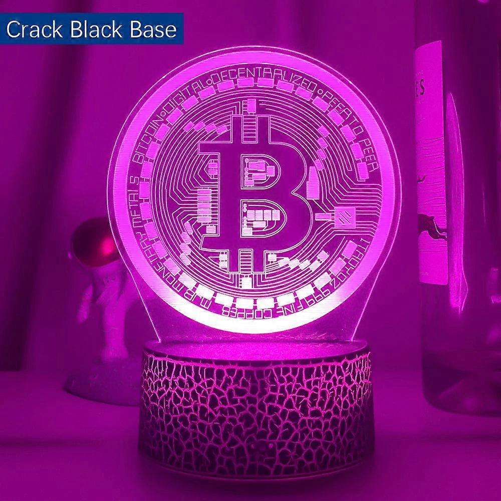 Acrylic Led Bitcoin Night Light, Touch Sensor, 7-color Changing, Battery