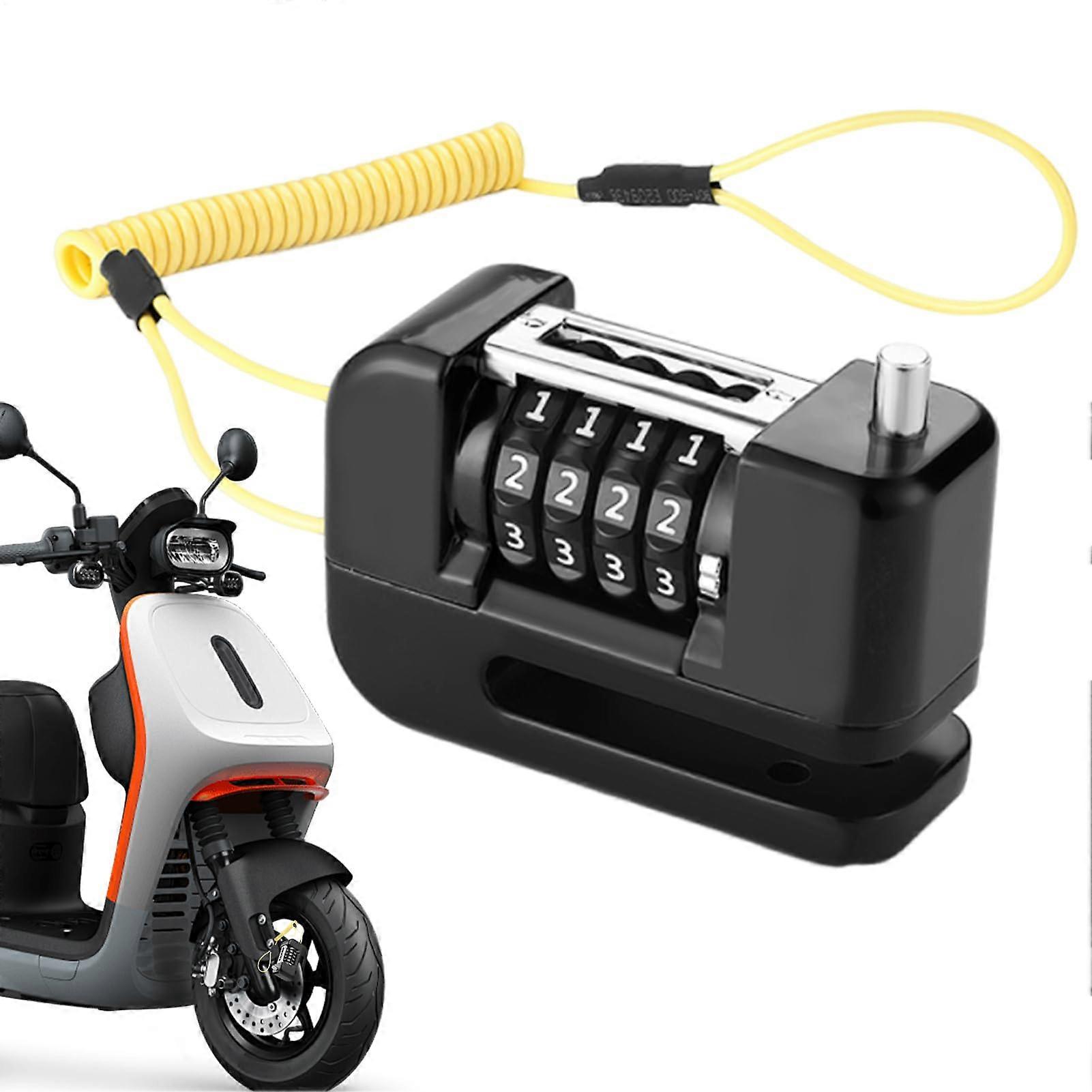 Motorcycle Disc Lock Heavy Duty 4Digit Combination Waterproof AntiTheft Bike Wheel Security Black