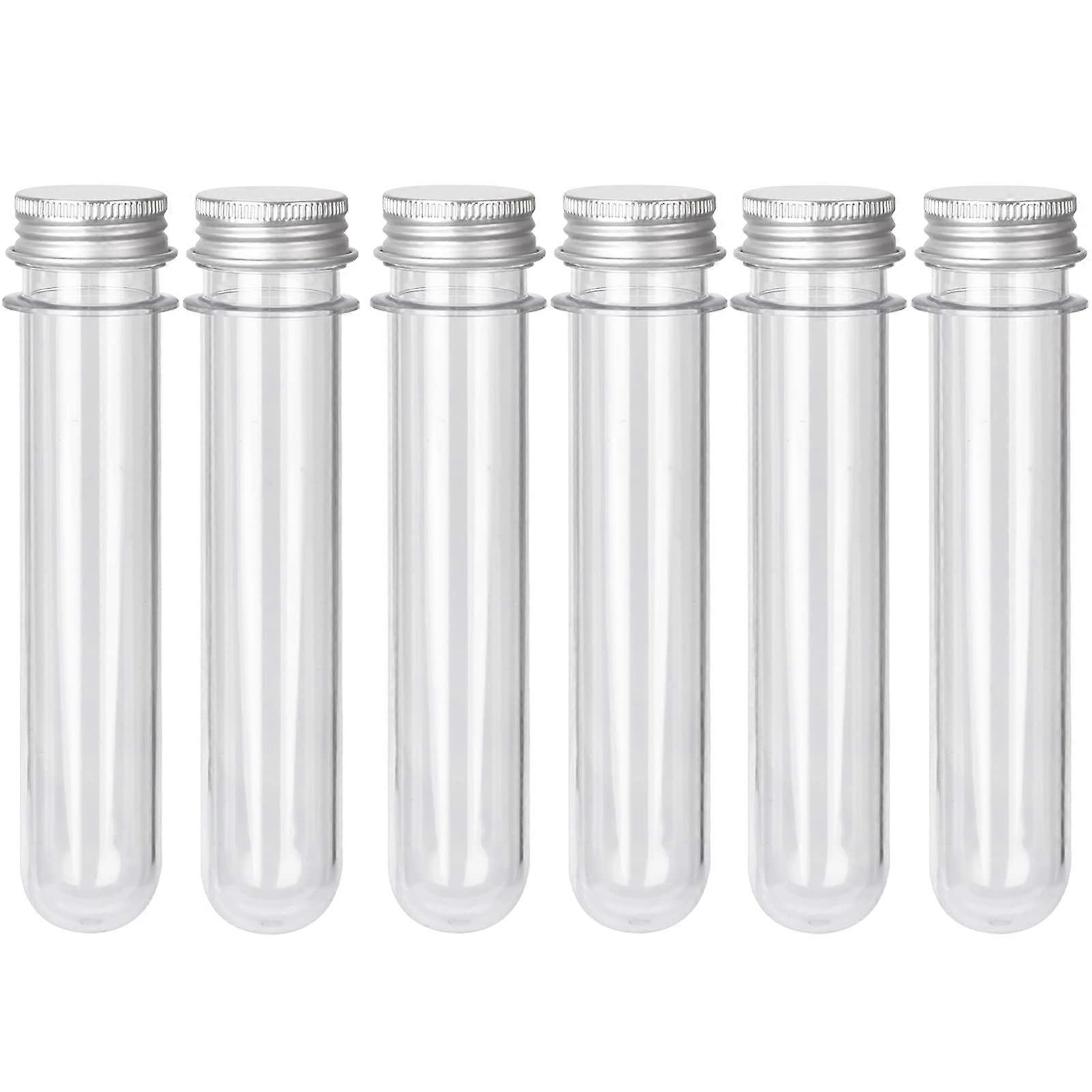 6PCS 45ml Clear Plastic Test Tubes with Screw Caps Leakproof PET for Experiments and Storage