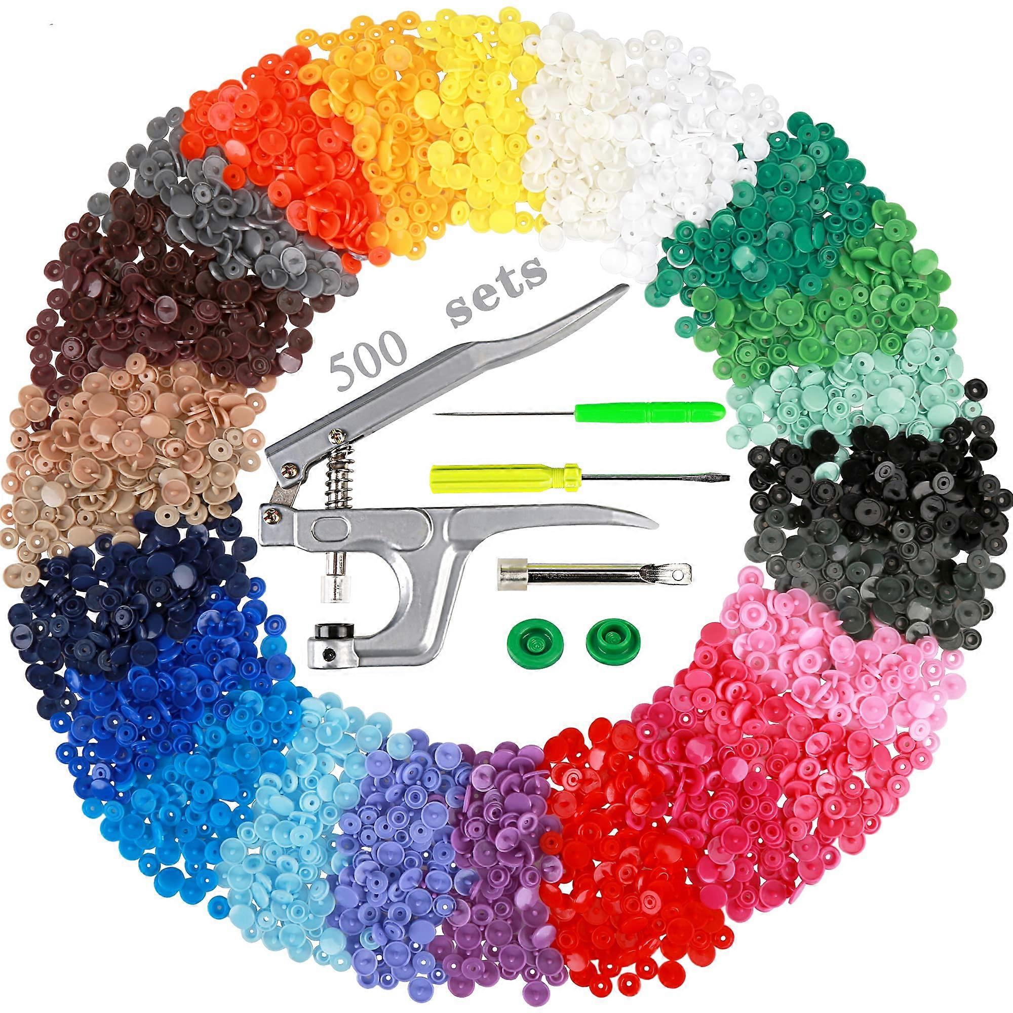 1000 Sets T5 Snap Button Kit with Pliers, 25 Rainbow Colors Plastic Fasteners for Sewing Crafting