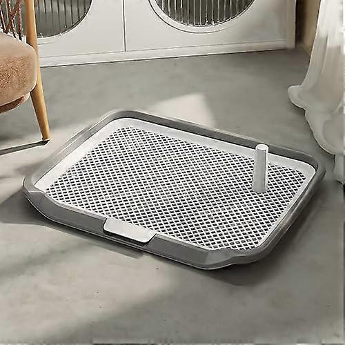 Indoor Dog Potty Training Tray with Mesh Grille, Odor Control Drainage and Removable Post