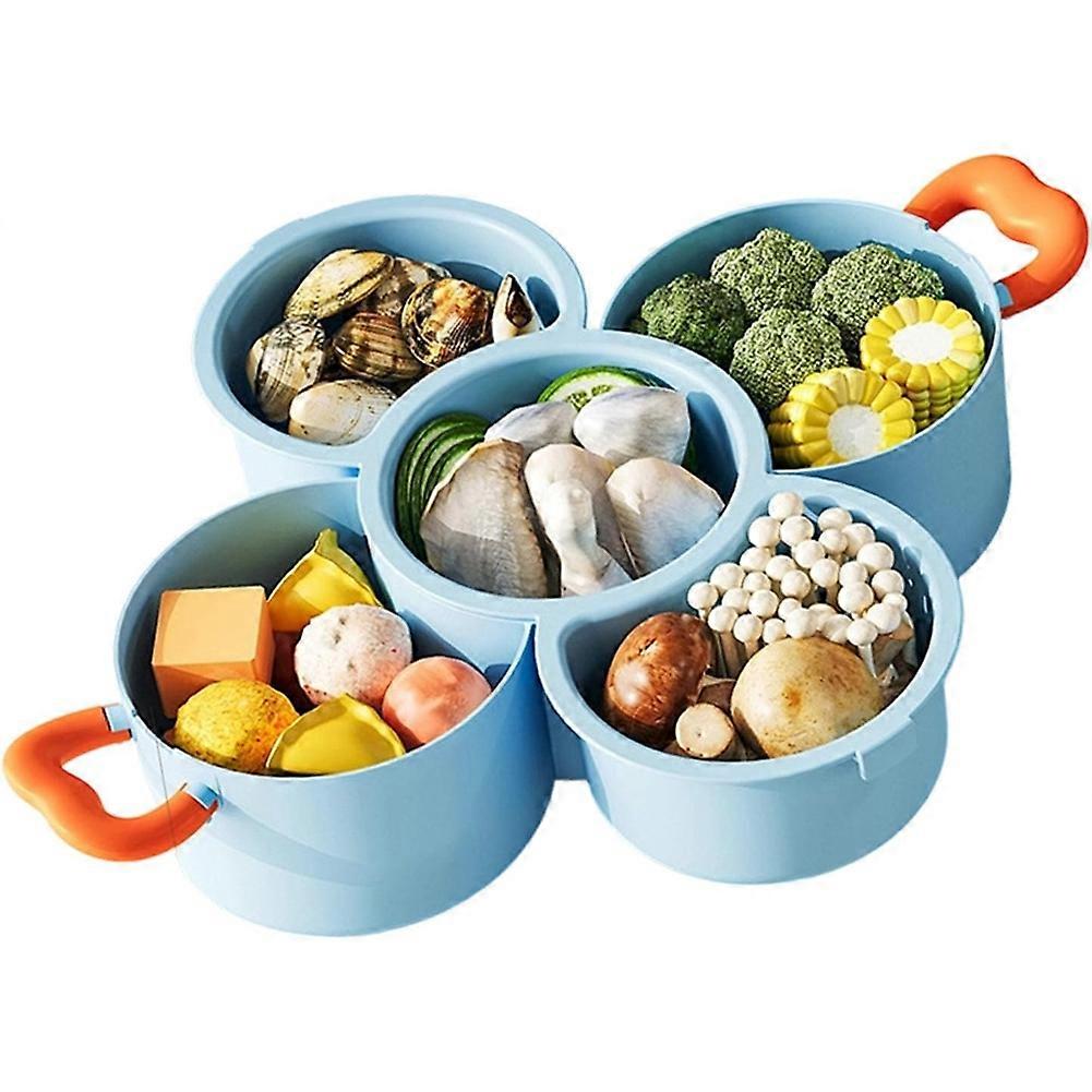 Multi Functional Kitchen Tray for Vegetables Divided Compartments Draining Holes Stackable Design Storage Plate B