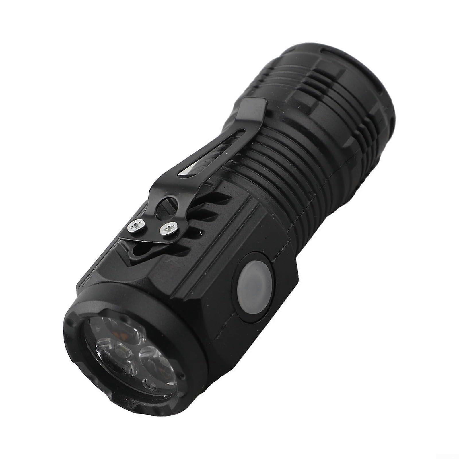LED Flashlight Rechargeable TriBeam Long Range Super Bright Pocket Size Outdoor Black