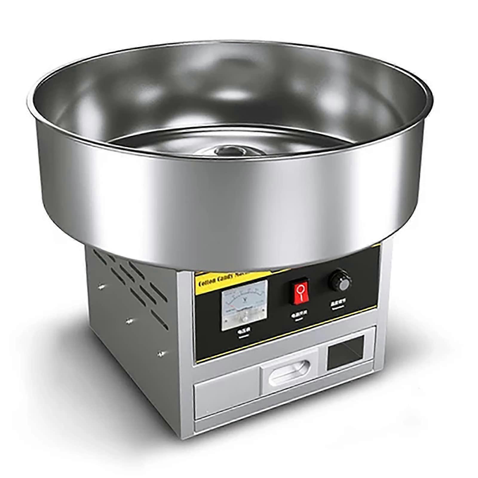 Commercial Stainless Steel Cotton Candy Machine with Precise Temperature Control and Storage Box