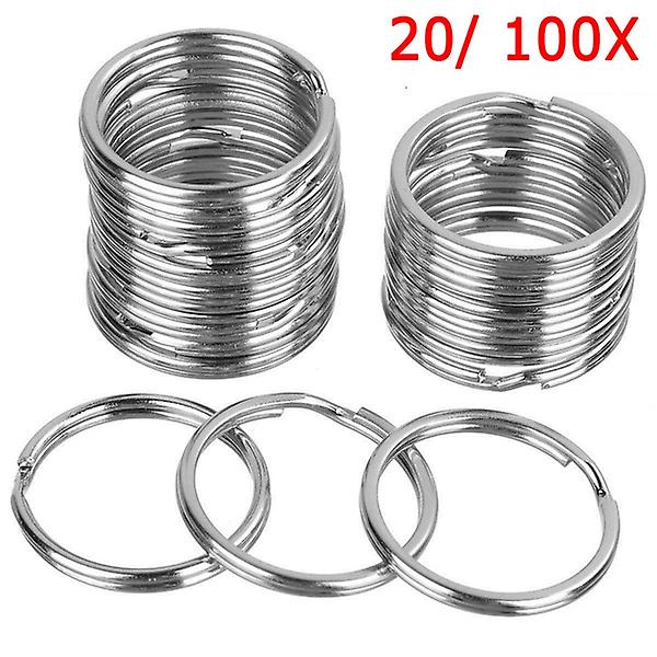 20/100pcs Silver Steel Key Rings Chains Split Ring Hoop Metal Loop Accessories (size:25mm)
