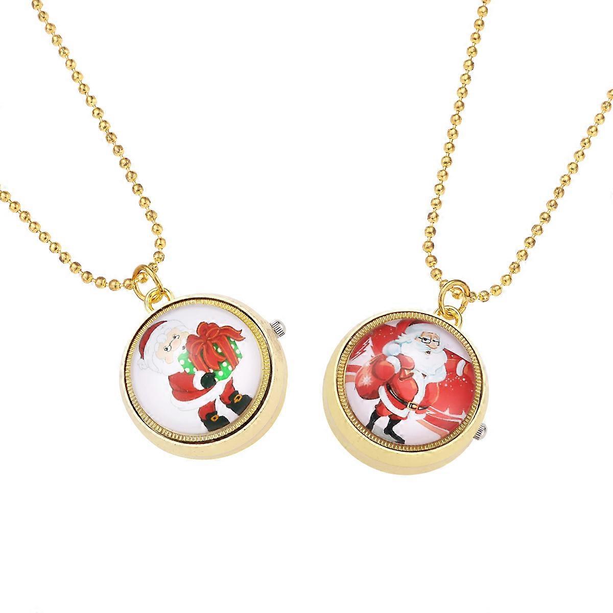 Pocket Watch for Watching Time 2Pcs Student Rotatable Christmas Model